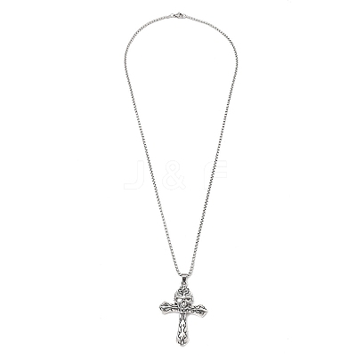 Zinc Alloy Cross Pendant Necklaces NJEW-M211-06D-ASP-1