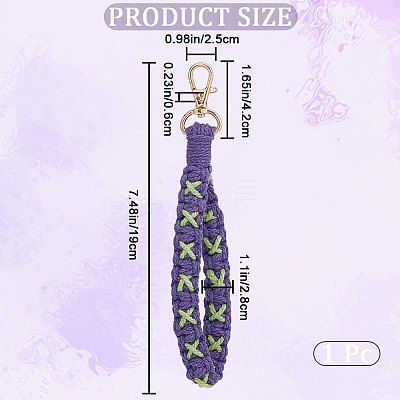 Cotton Handmade Braided Wrist Lanyard Pendant Decorations KEYC-WH0007-001A-1
