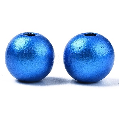 Painted Natural Wood European Beads WOOD-S057-067-1