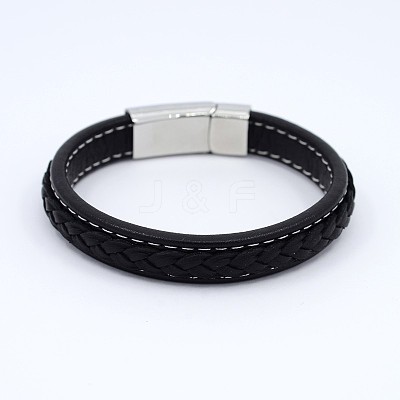 Unisex Casual Style Braided Leather Cord Bracelets BJEW-F119-24-1