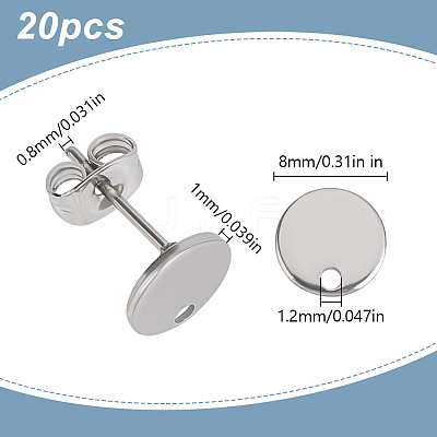 20Pcs 304 Stainless Steel Stud Earring Findings STAS-LP0001-86-1