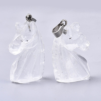 Carved Natural Quartz Crystal Pendants X-G-N0327-002M-1