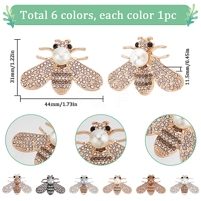 6Pcs 6 Styles Alloy Rhinestone Cabochons FIND-SC0009-45-1