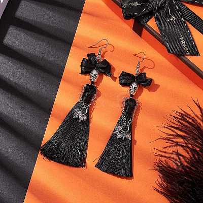 Halloween Alloy and Polyester Pendants Earrings EJEW-JE05971-1