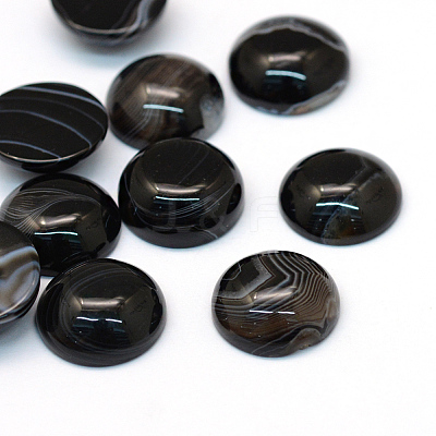Dyed Natural Striped Agate/Banded Agate Cabochons X-G-R348-16mm-02-1