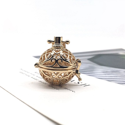 Brass Bead Cage Pendants PW-WG93607-01-1