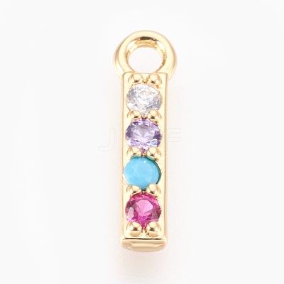 Brass Micro Pave Cubic Zirconia Charms ZIRC-F089-01G-I-1