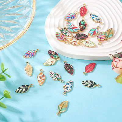 13Pcs 13 Styles Alloy Enamel Pendants ENAM-TA0009-06-1