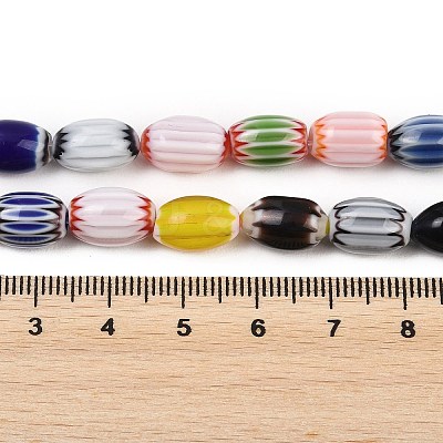 Handmade Millefiori Glass Oval Bead Strands LK-Z001-01B-1