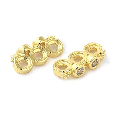 Rack Plating Brass Pave Clear Cubic Zirconia Spacer Bars KK-B088-11B-G-1