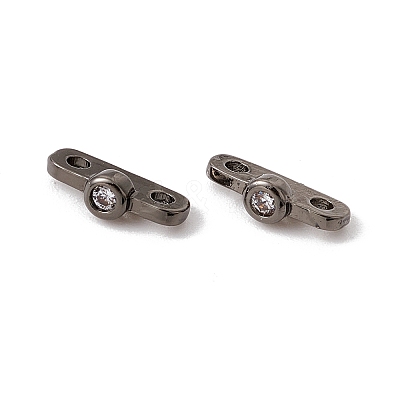 Rack Plating Brass Pave Clear Cubic Zirconia Connector Charms KK-G433-04B-1