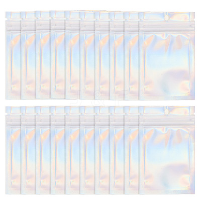60Pcs Rectangle Zip Top Plastic Glitter Holographic Bags OPP-TA0001-23-1