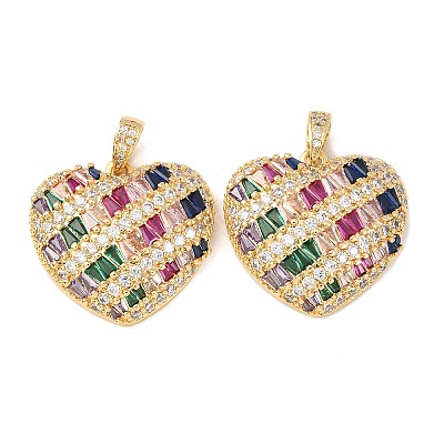 Brass Micro Pave Cubic Zirconia Pendants KK-K408-74G-1