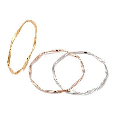 3Pcs 3 Colors 304 Stainless Steel Twisted Bangles Sets for Women BJEW-L610-27M-1