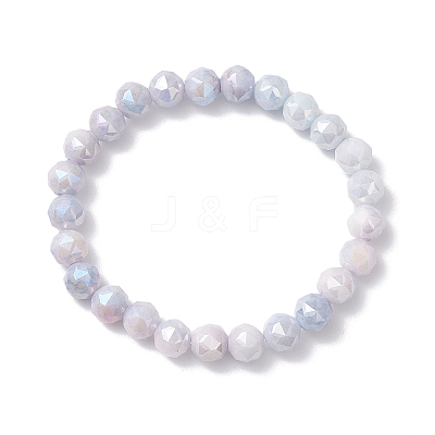Electroplate Glass Round Beads Stretch Bracelets for Women BJEW-JB12630-01-1