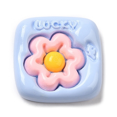 Opaque Flower Resin Cabochons RESI-C035-01E-1