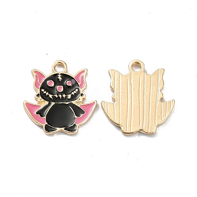 Halloween Light Gold Tone Alloy Enamel Pendants ENAM-P247-16KCG-1