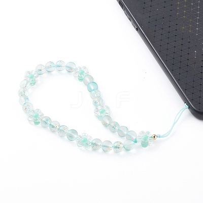 Frosted Round Spray Painted Glass Beaded Mobile Straps HJEW-JM00467-02-1