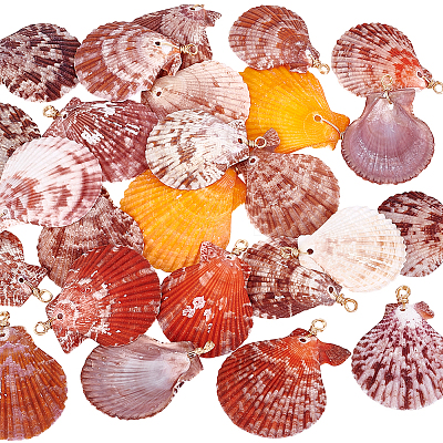 25Pcs Natural Shell Pendants PALLOY-PH01859-1