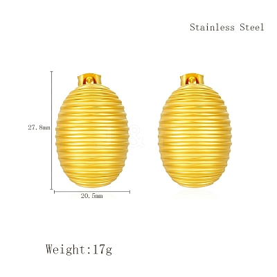 Geometric 304 Stainless Steel Stripe Oval Stud Earrings CQ0547-1