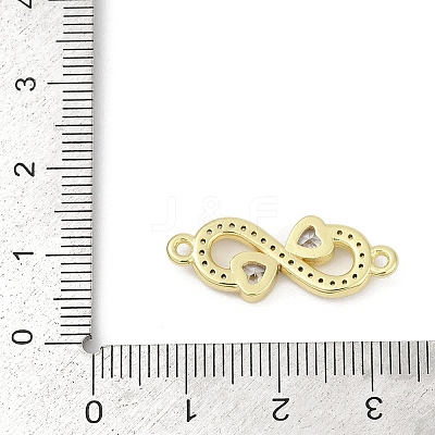 Brass Clear Cubic Zirconia Heart Infinity Connector Charms KK-D317-144G-1
