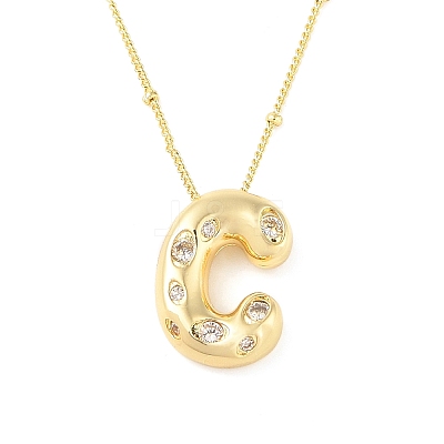 Brass Micro Pave Clear Cubic Zirconia Pendant Necklaces NJEW-Z038-01G-C-1