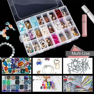 24 Grids Plastic Bead Storage Containers CON-WH0086-053B-1