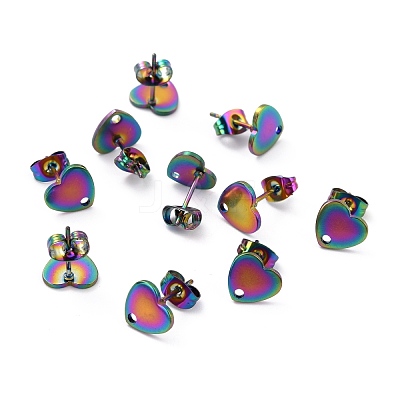 Ion Plating(IP) 304 Stainless Steel Stud Earring Findings STAS-I183-07A-07M-1