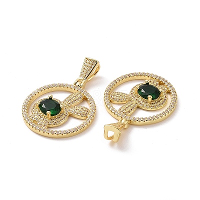 Brass Micro Pave Cubic Zirconia Pendants ZIRC-F134-26G-02-1