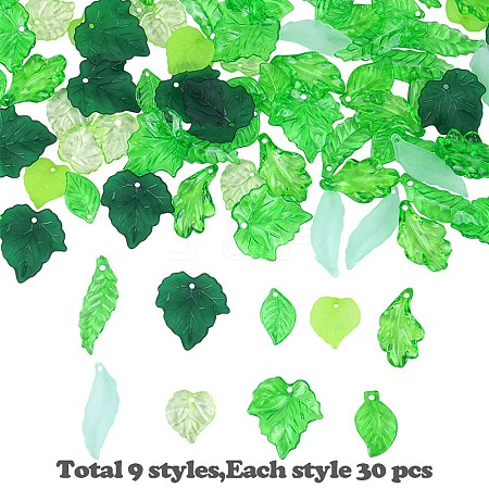 270Pcs 9 Styles Transparent Acrylic Pendant OACR-SZ0001-43-1
