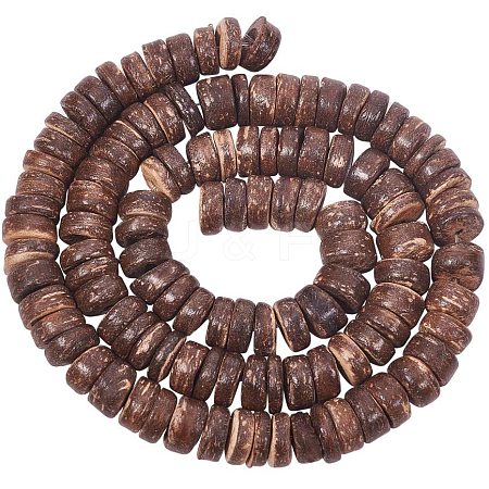 Natural Coconut Shell Rondelle Bead Strands COCB-PH0001-01-1