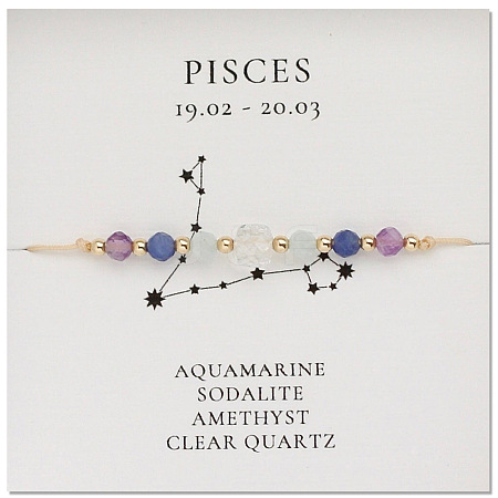 Natural stone constellation bracelet with 12 zodiac signs X-NR2952-8-1