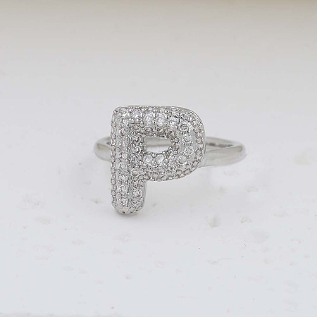 Brass Micro Pave Clear Cubic Zirconia Cuff Rings FS-WG17FF6-16-1