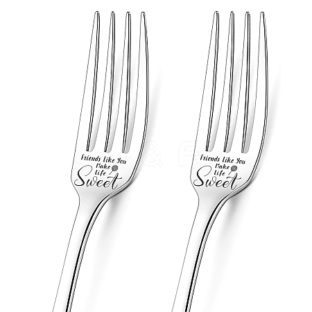 Globleland Word Pattern 304 Stainless Steel Fork AJEW-GL0001-17C-1