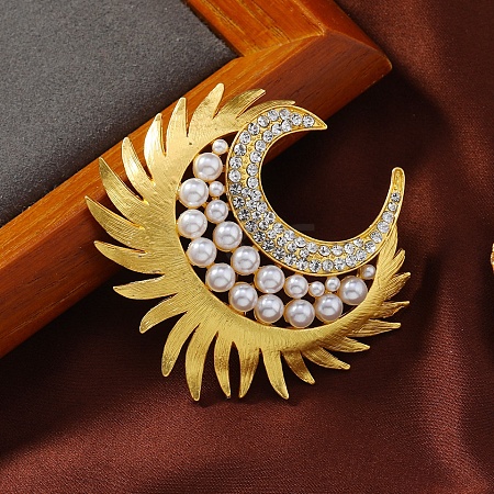 Matte Golden Alloy Rhinestone Brooches PW-WG56040-02-1