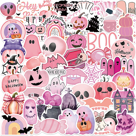 Halloween 50Pcs PVC Adhesive Waterproof Stickers Self-Adhesive Stickers PW-WGE8137-01-1