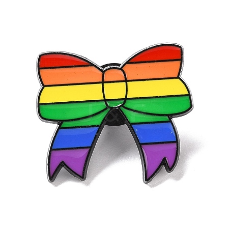 Rainbow Pride Bowknot Enamel Pin JEWB-F016-26EB-1