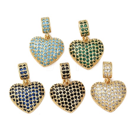 Brass Micro Pave Cubic Zirconia European Dangle Charms KK-K408-55G-1