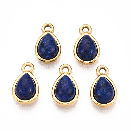 Dyed Natural Lapis Lazuli Teardrop Charms STAS-N109-209B-G-1