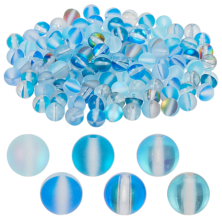 Olycraft 120Pcs 6 Colors Synthetic Moonstone Beads Strands G-OC00005-21-1