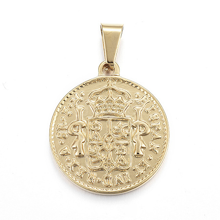304 Stainless Steel Coin Pendants X-STAS-F183-01G-A-1