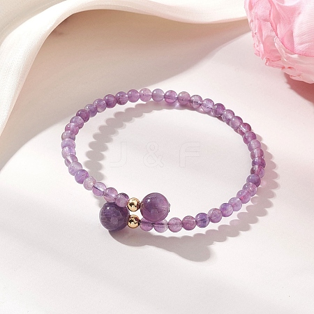 Natural Amethyst Beaded Cuff Bangles BJEW-JB13328-02-1