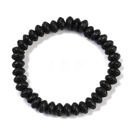 Natural Lava Rock Beaded Stretch Bracelets for Men Women BJEW-G727-01G-1