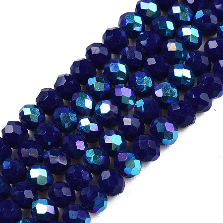 Electroplate Opaque Solid Color Glass Beads Strands EGLA-A044-P4mm-L07-1