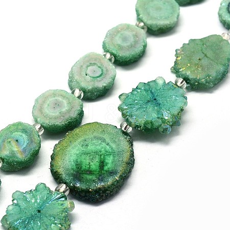 Natural Druzy Quartz Crystal Beads Strands G-F582-A09-1