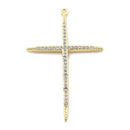 Brass Micro Pave Clear Cubic Zirconia Pendants KK-L228-01G-03-1
