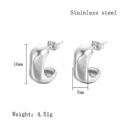 Non-Tarnish 304 Stainless Steel Stud Earrings WI7669-2-1