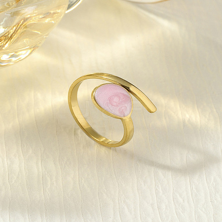 304 Stainless Steel Enamel Cuff Rings FS-WG277BE-15-1