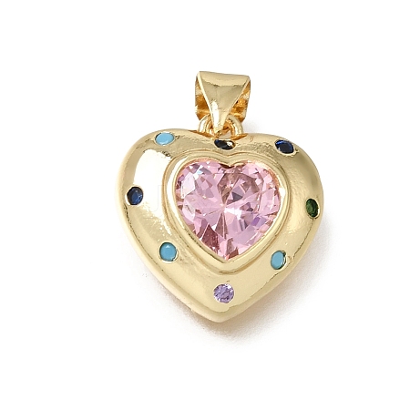 Valentine's Day Brass Micro Pave Colorful Cubic Zirconia Pendants CU-E002-14G-1