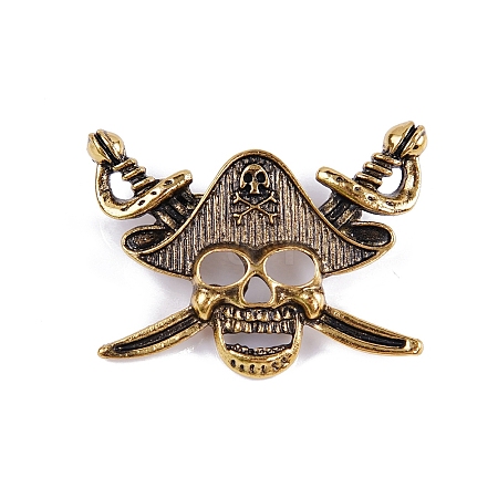 Alloy Pirate Skull Sword Brooch for Halloween PW-WG13433-01-1